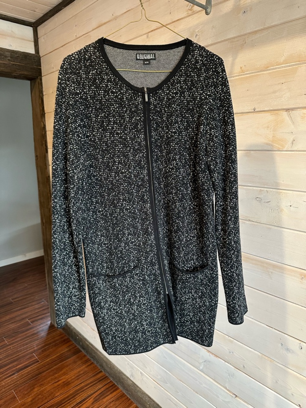 Nicole Miller | Black Speckled Full Zip Cardigan Sweater